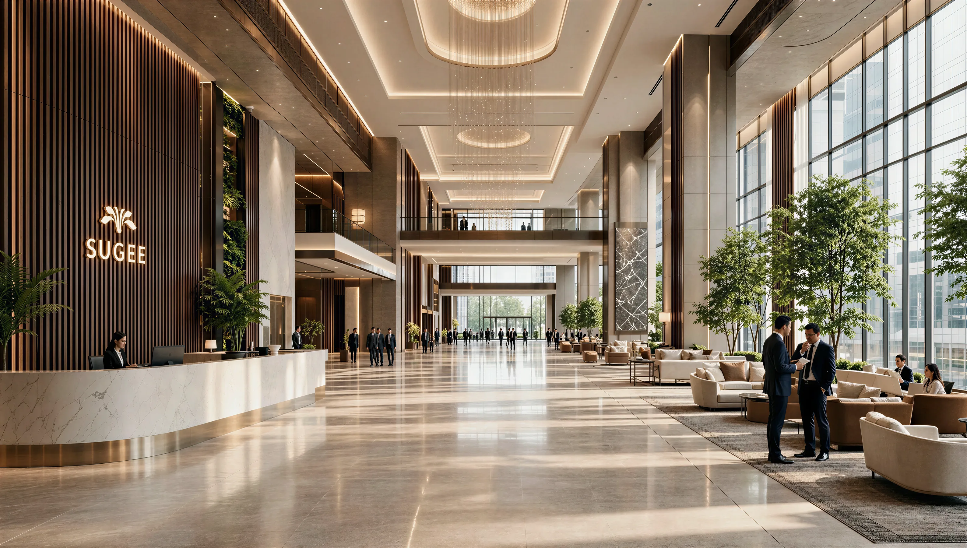 Grand arrival court at the 52-acre lakefront district